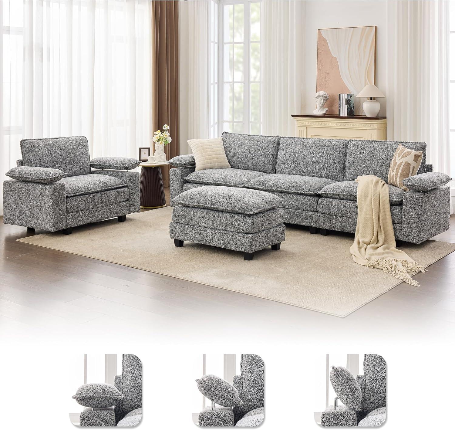 Why We Love the TYBOATLE 122'' Kapok Fiber ⁣Cloud Sofa Set
