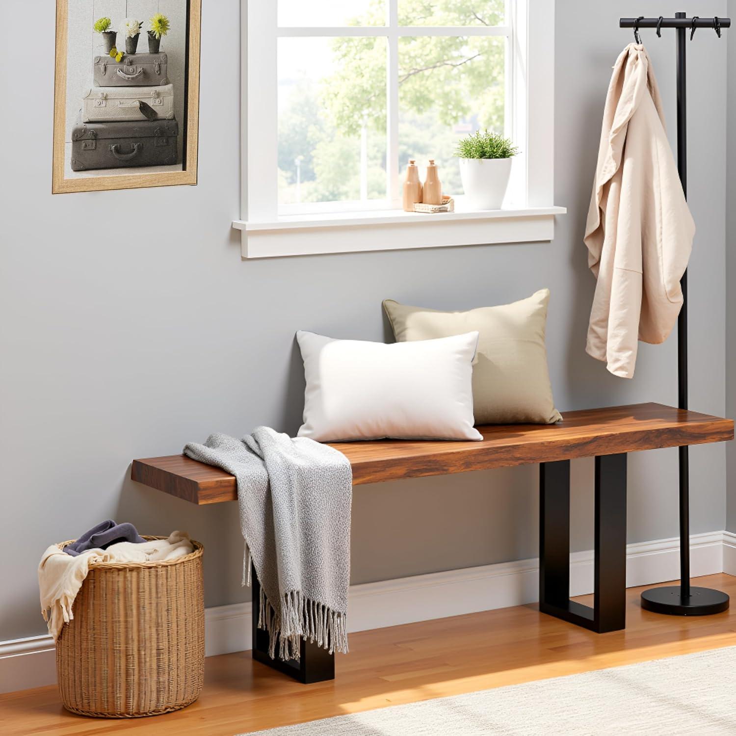 Our Take on the Alpine Live Edge Acacia Wood Bench: Rustic & Reliable