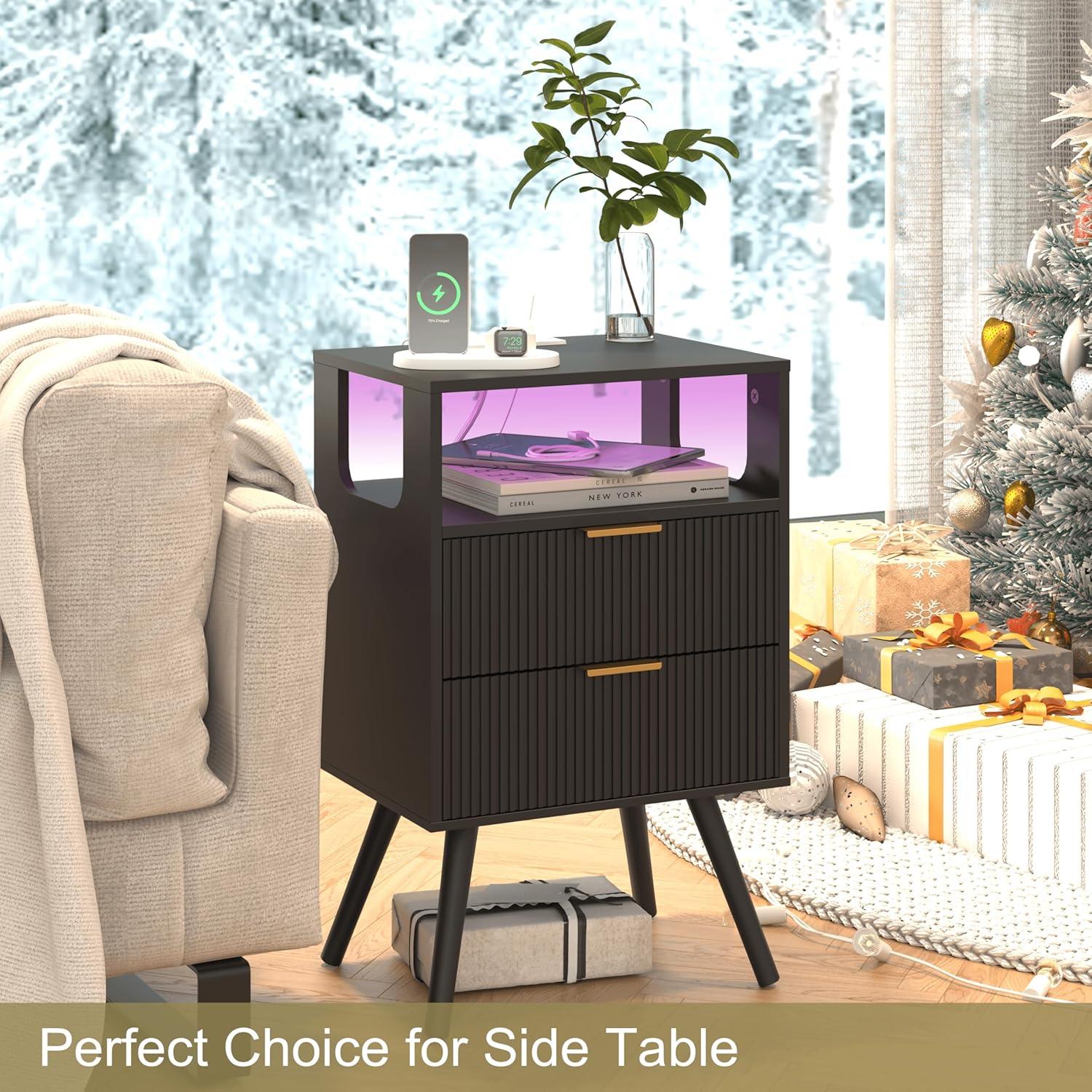 Why We Loved This Black Nightstand⁢ with LED‌ & ⁤Charging Station