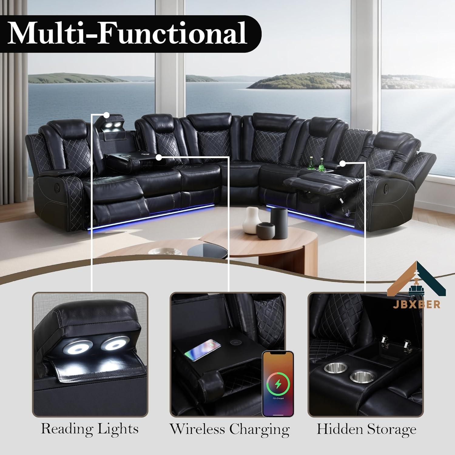 Our Review: Power Recliner Sectional Sofa with LED & Storage Features