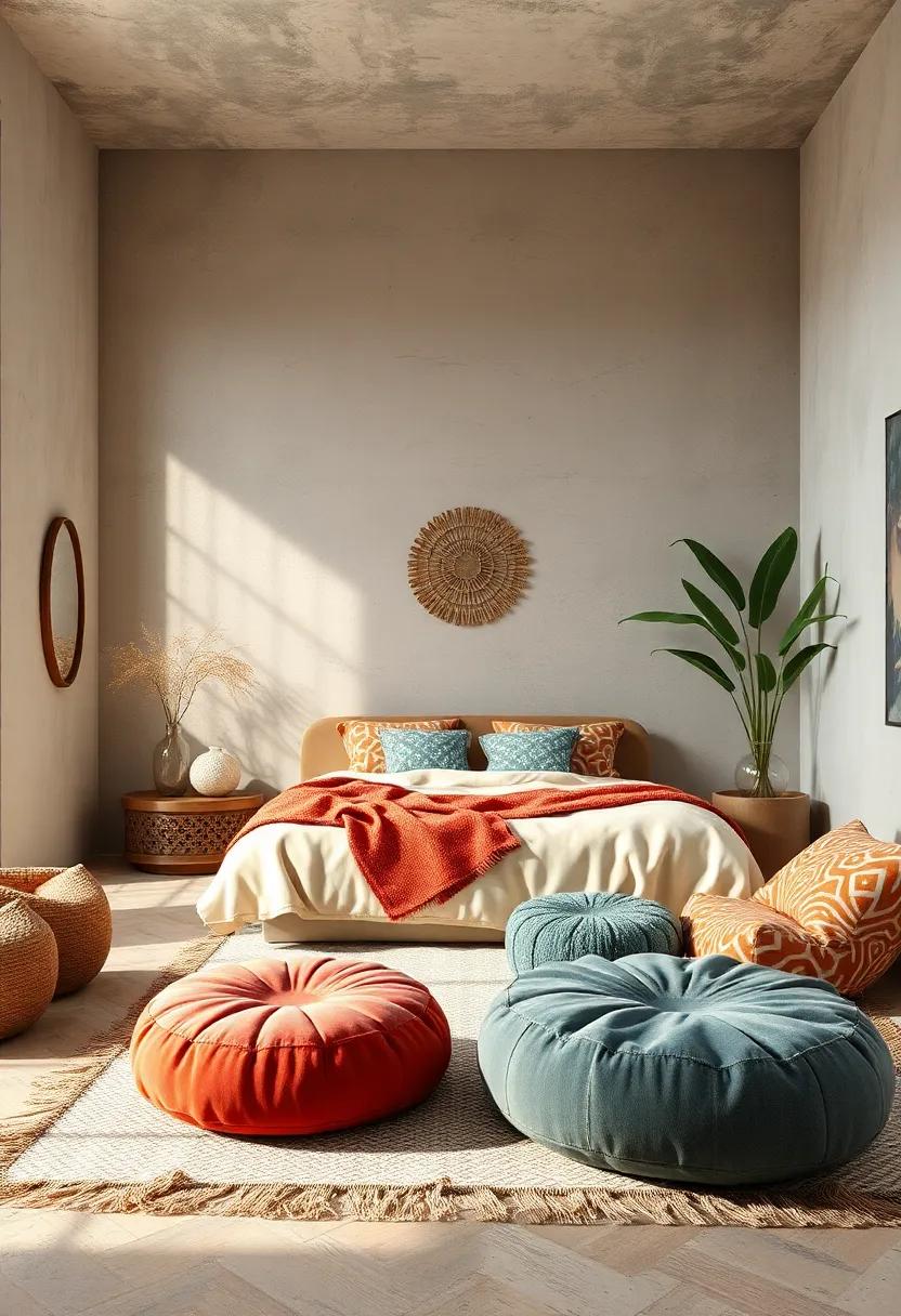 introduce a Chill Corner with ⁣Floor Cushions​ and Poufs