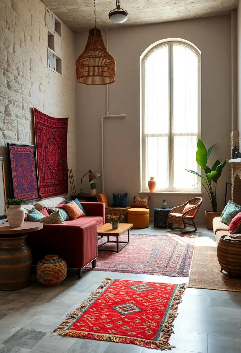 Use ethnic-inspired prints like ikat or kilim to infuse global charm
