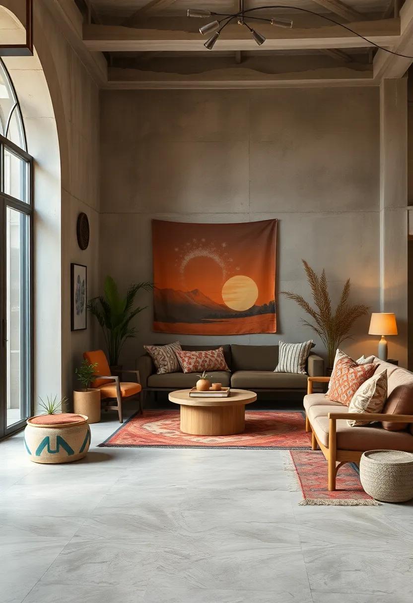Emphasize color gradients by layering textiles in similar tones for a harmonious look