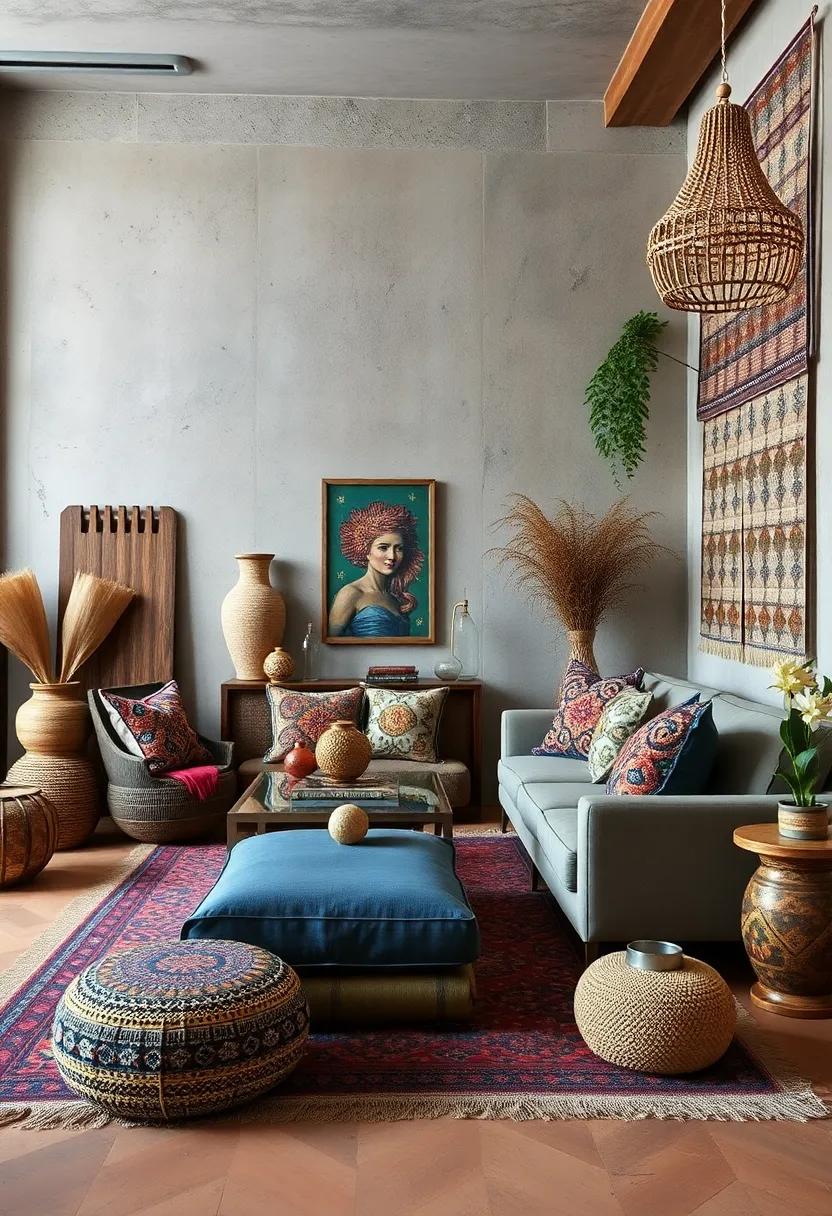 Use a mix of embroidered and beaded textiles to introduce artisanal details