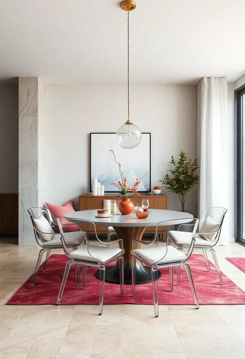 Incorporate transparent or acrylic ‌chairs to maintain‍ an open and airy feel