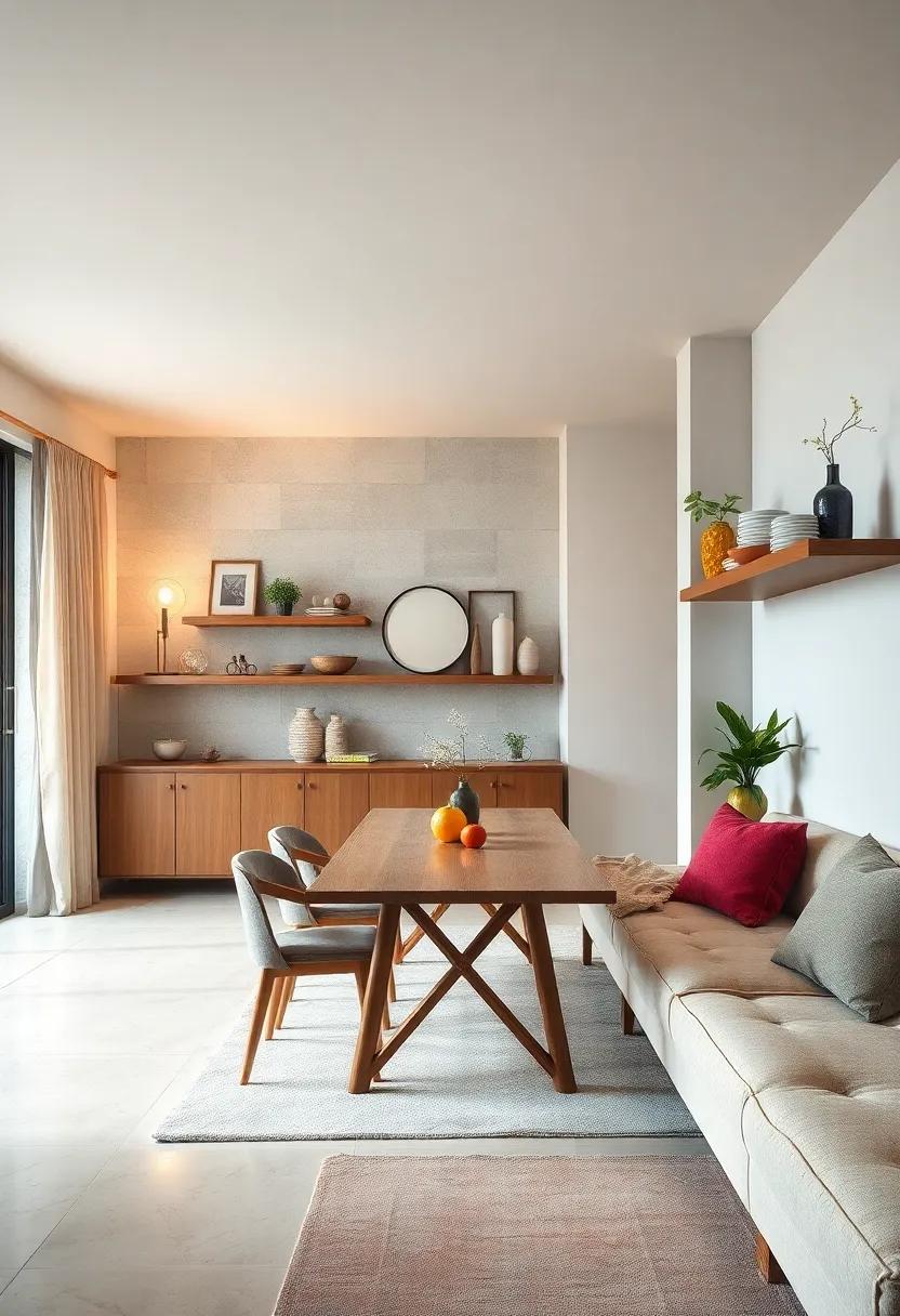 Incorporate floating shelves near the dining space for easy​ access to dishes and decor