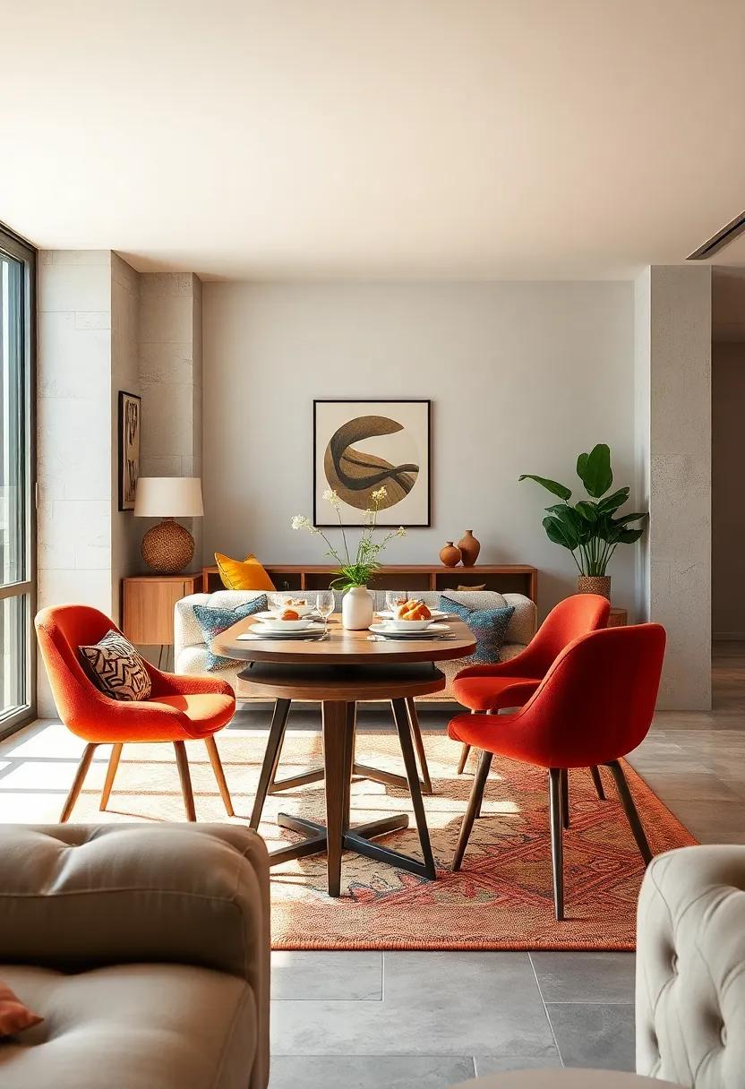 Use nesting tables that can be pulled out for ⁣extra space during meals