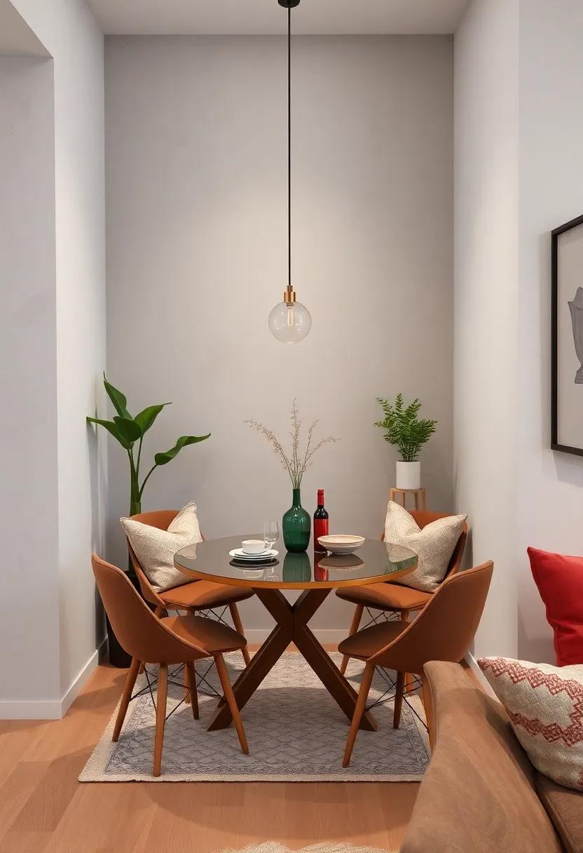 Utilize corner space for a small, triangular ⁢dining ‍table to make⁢ the‍ most of tight corners