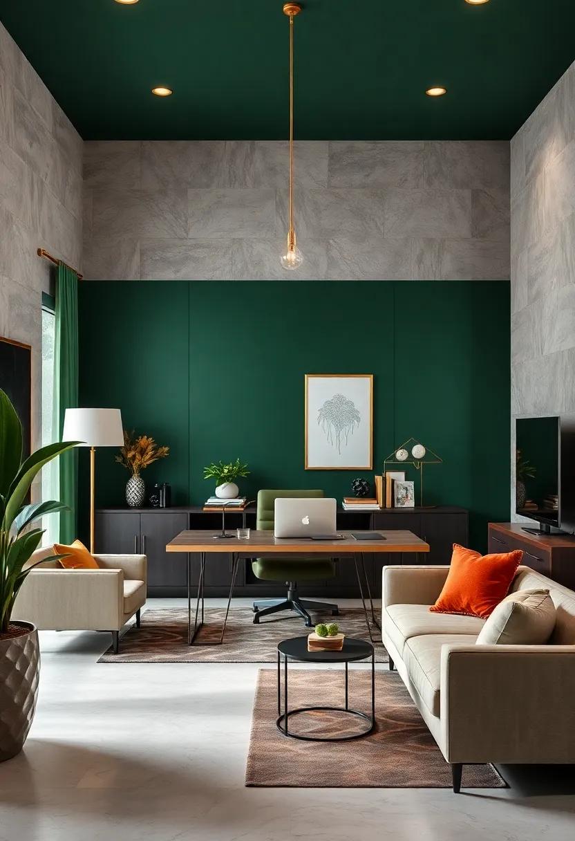 Incorporate⁢ a deep forest ⁤green accent wall to set⁤ a calm and sophisticated backdrop