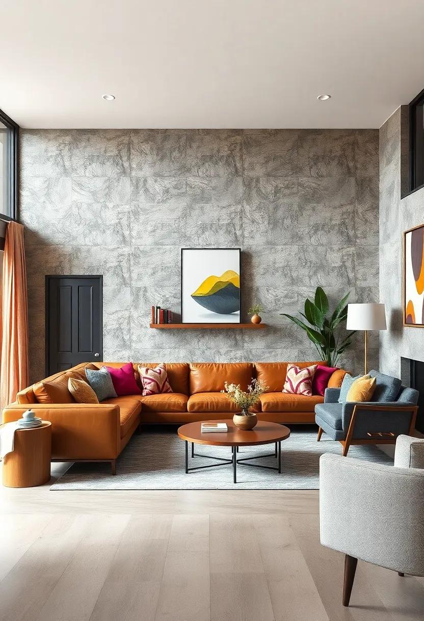 Mix Textures with Leather, Tweed, and velvet Upholstery