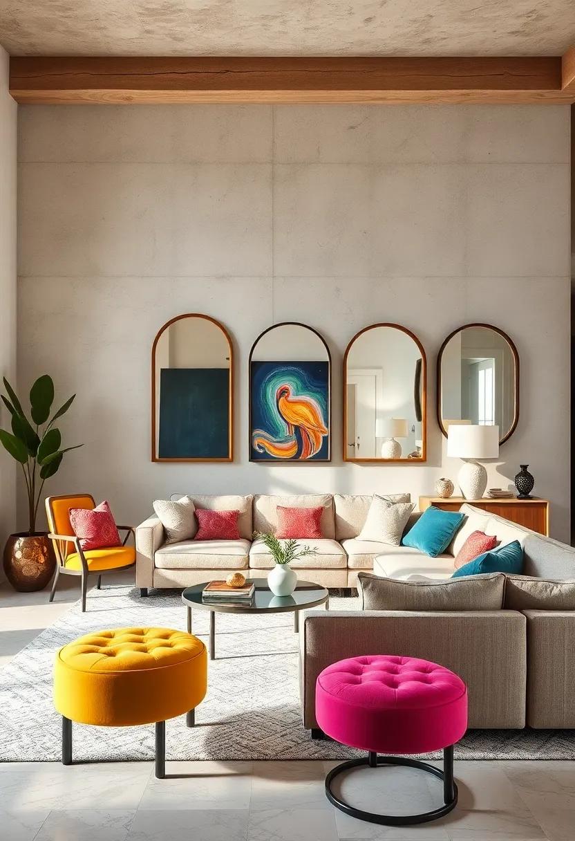 Select Statement Mirrors with Retro Frames to Open Up Space