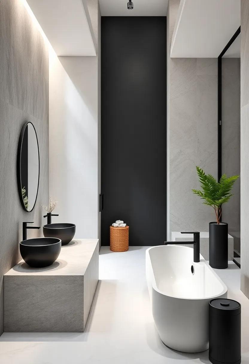 Combine Matte Black Fixtures with White Surfaces ‍for Sharp Contrast