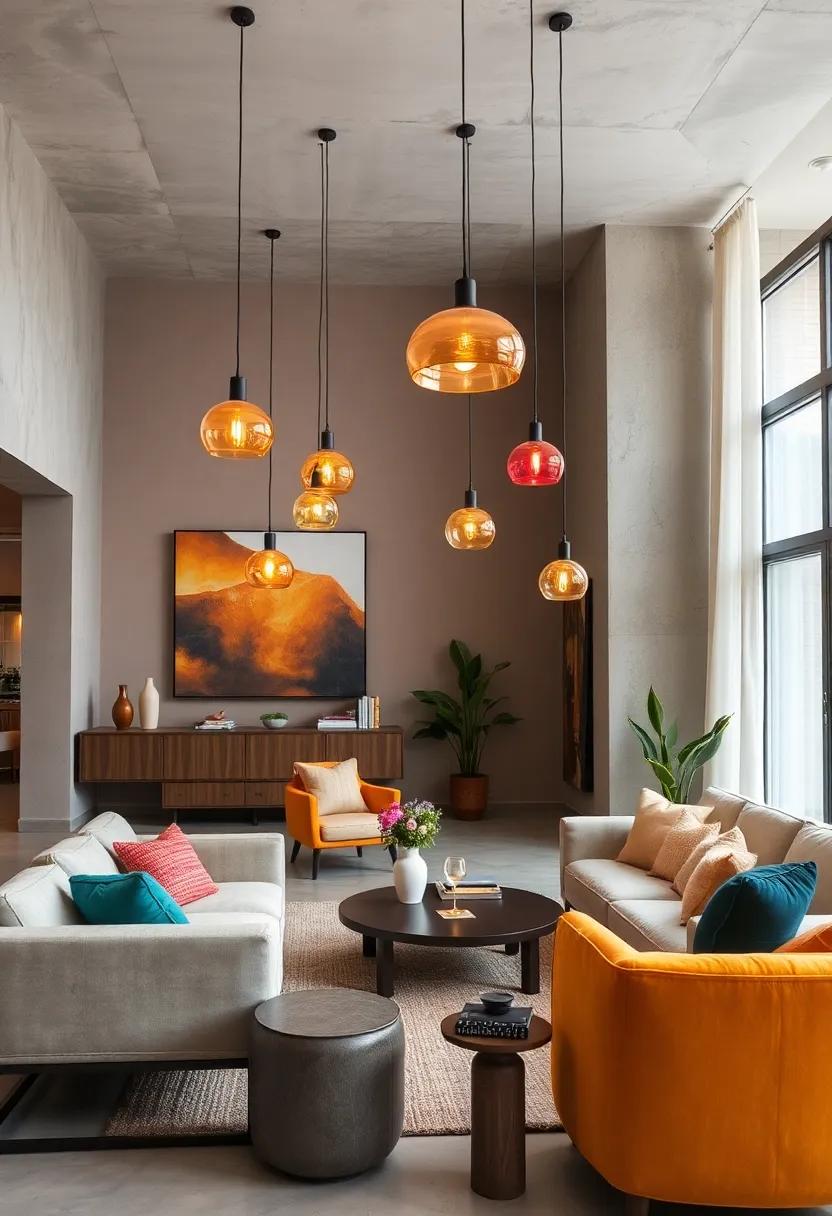 Using Colorful Glass ​Pendants and Statement Lighting ⁢Fixtures
