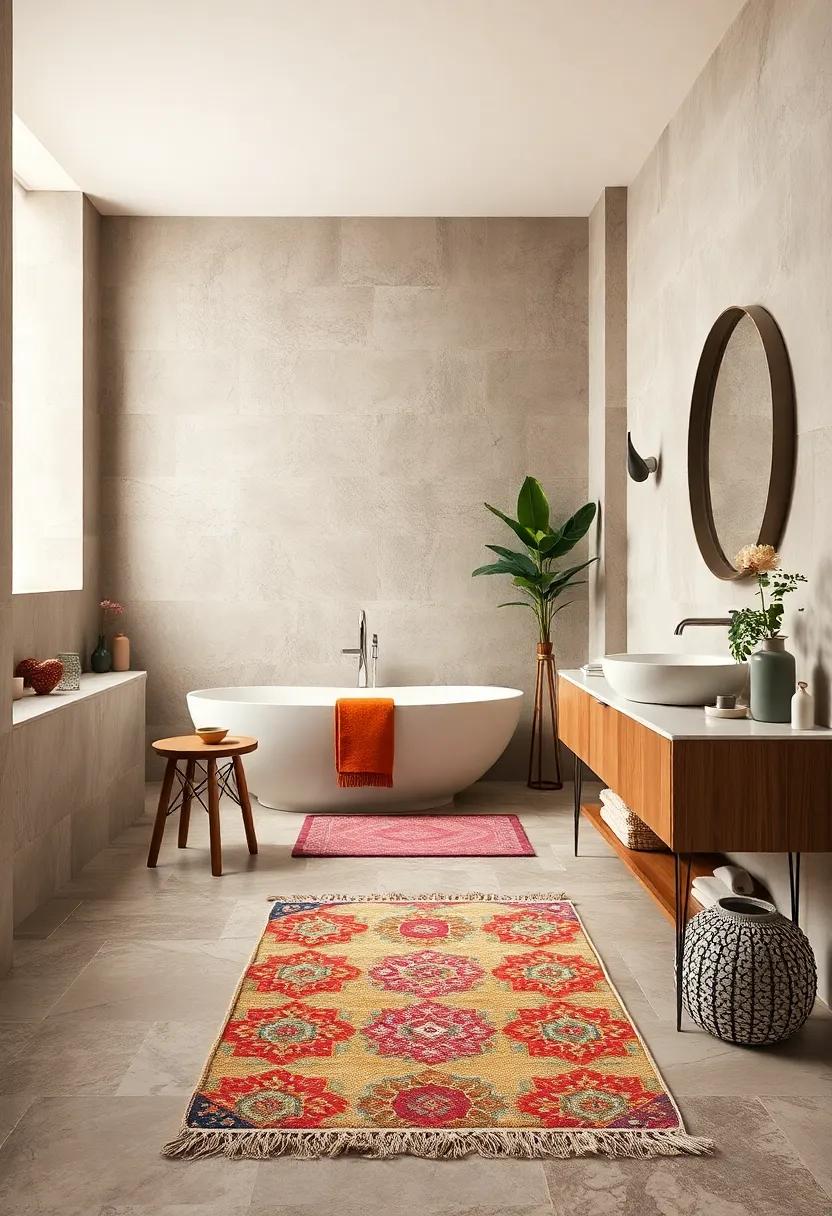 Add a small, colorful rug to soften the floor and inject personality