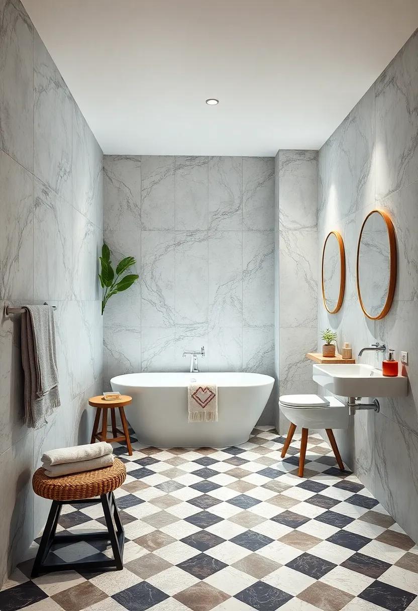 Consider a checkerboard pattern to introduce a timeless and bold aesthetic