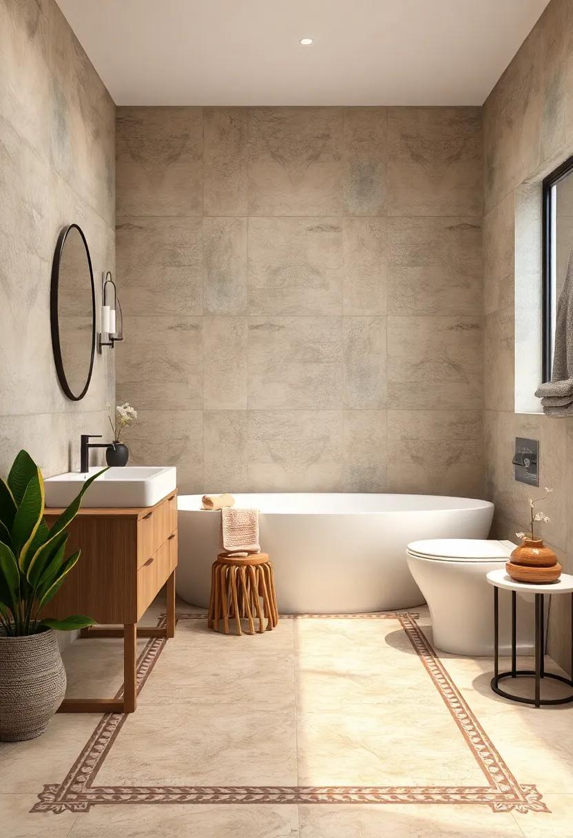 Create a border with decorative tiles to define the space and add elegance