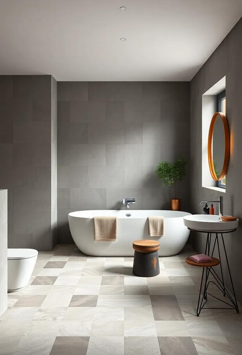 Incorporate geometric floor patterns to create the illusion of more space