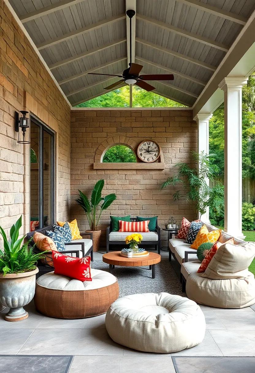Weather-resistant poufs for flexible seating arrangements