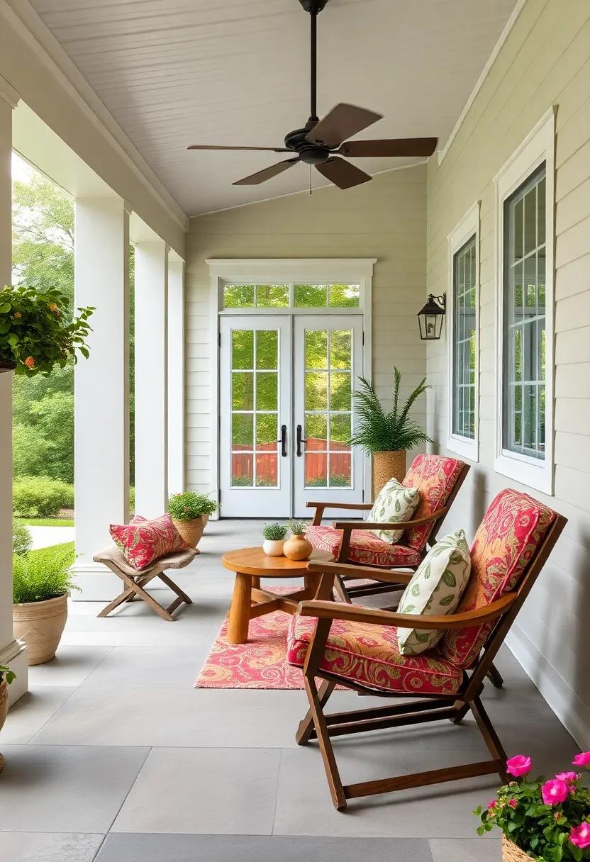 Foldable chairs with vibrant patterns to easily switch between lounging and dining
