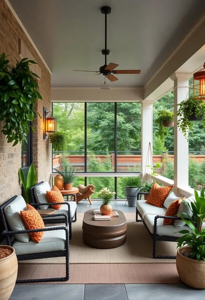 Hanging plants and vertical gardens adding a touch of greenery without sacrificing space