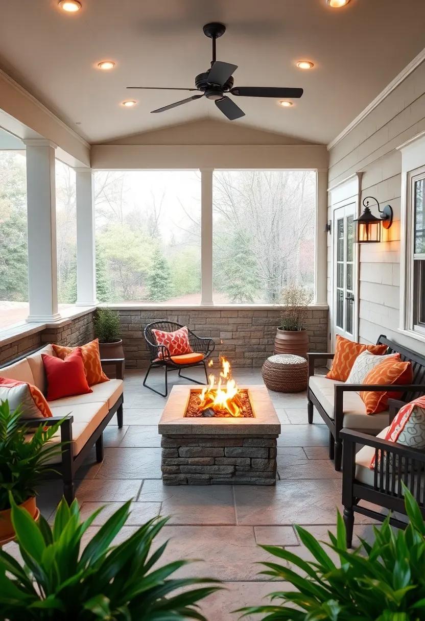 A miniature fire pit table to gather around during cooler nights