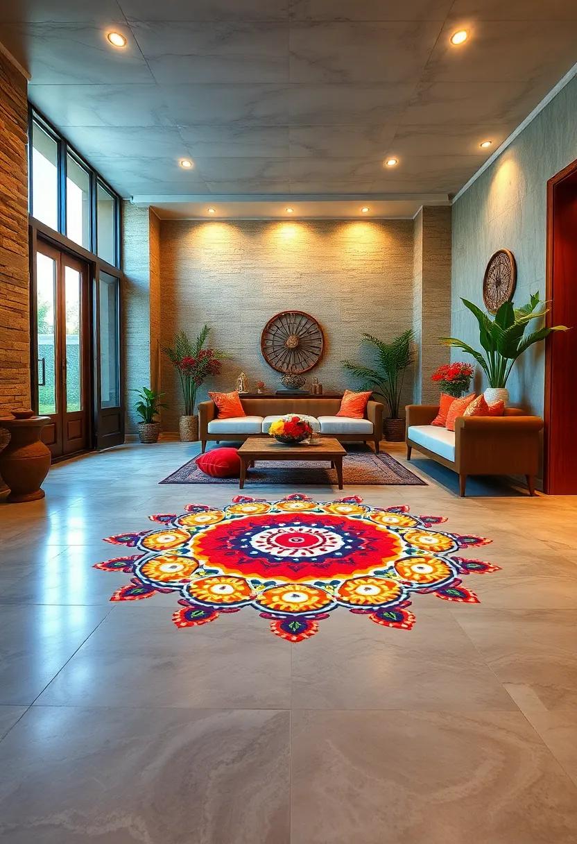 Gudi Padwa Rangoli: Festive design celebrating the Maharashtrian New Year​ with bright colors and cultural symbols