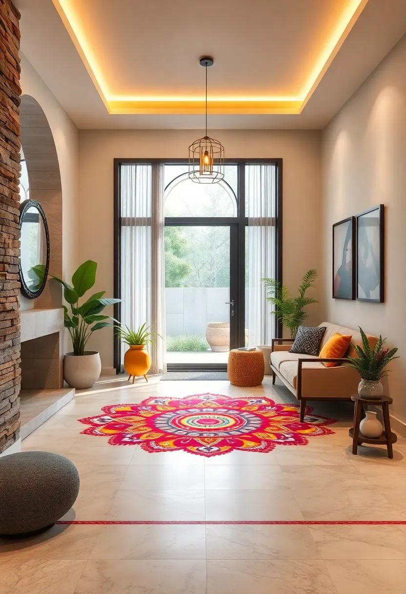 Rangoli Borders: Decorative ​edging designs that frame‌ your entrance perfectly, ⁢enhancing the main artwork