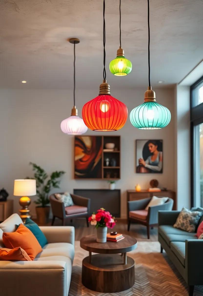 Retro Carousel⁤ Glass Pendant -‍ Multi-colored ribbed ‍glass ⁢pendants reminiscent of carnival lights ⁢inject whimsy into any room