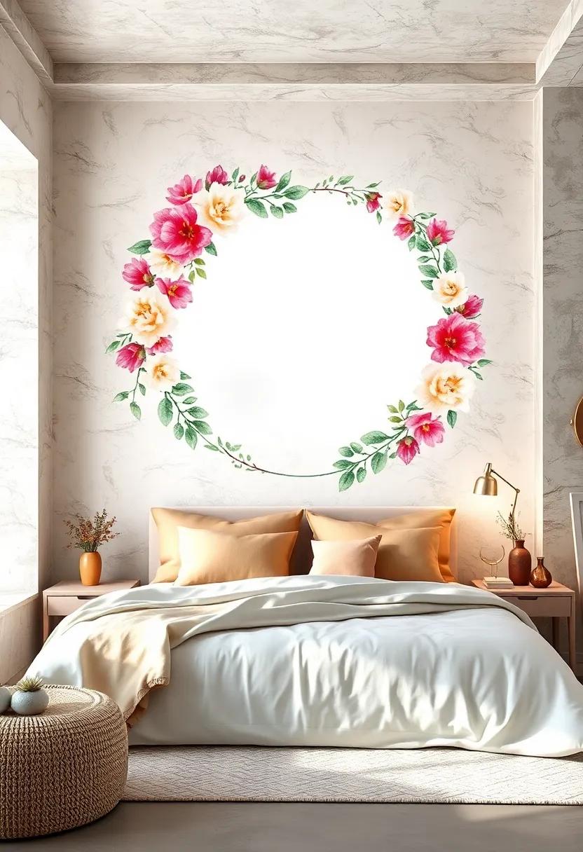 Floral Watercolor Wreath: A circular arrangement of watercolor‍ blossoms and greenery framing your space⁣ with elegance