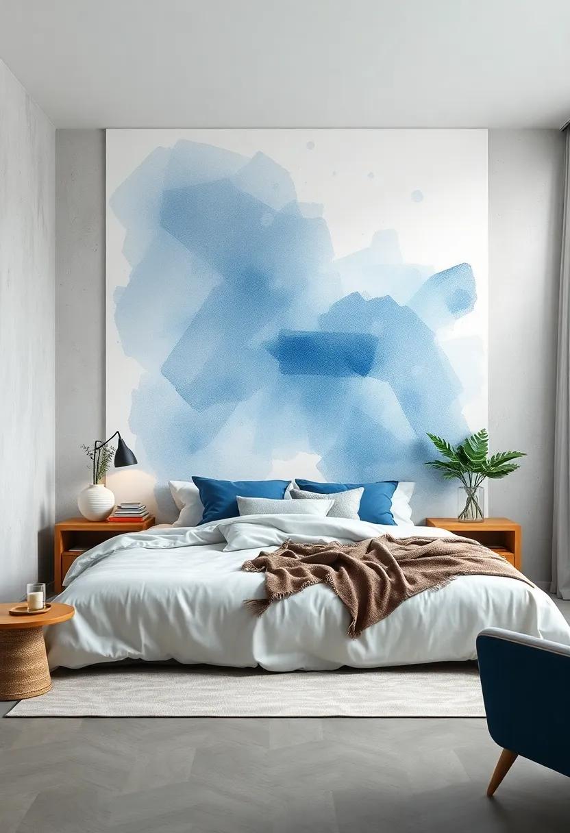 Rainy Day Mood: Cool blue-gray watercolor strokes evoking the cozy comfort of a rainy day indoors