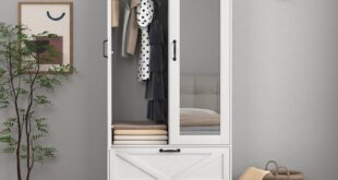 Our Honest Take: 72″ Farmhouse Armoire Wardrobe With Light & Mirror