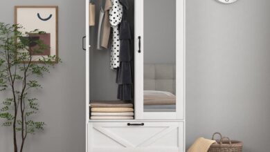 Our Honest Take: 72″ Farmhouse Armoire Wardrobe With Light & Mirror