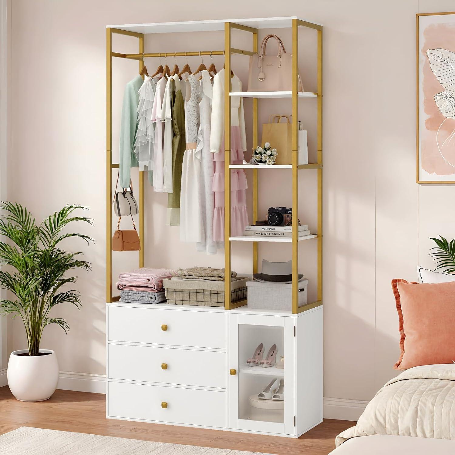 How We Organized Our Space with a Stylish Gold & White Closet System