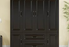 Organizing Our Bedroom with the Sleek Black Wooden Armoire
