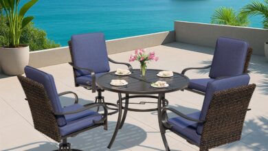 Our Honest Take on MELLCOM’s 5-Piece Blue Outdoor Dining Set