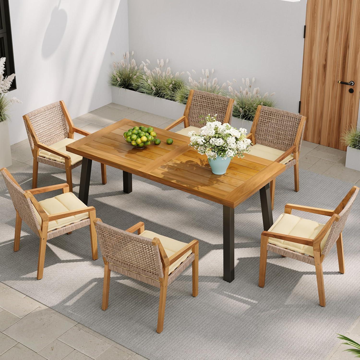 Our Take on the Elegant 7-Piece Acacia Wood Outdoor Set