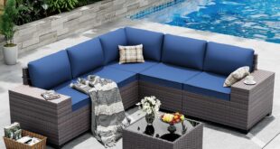 Our Take on the Cozy, Stylish 6-Piece Dark Blue Patio Set