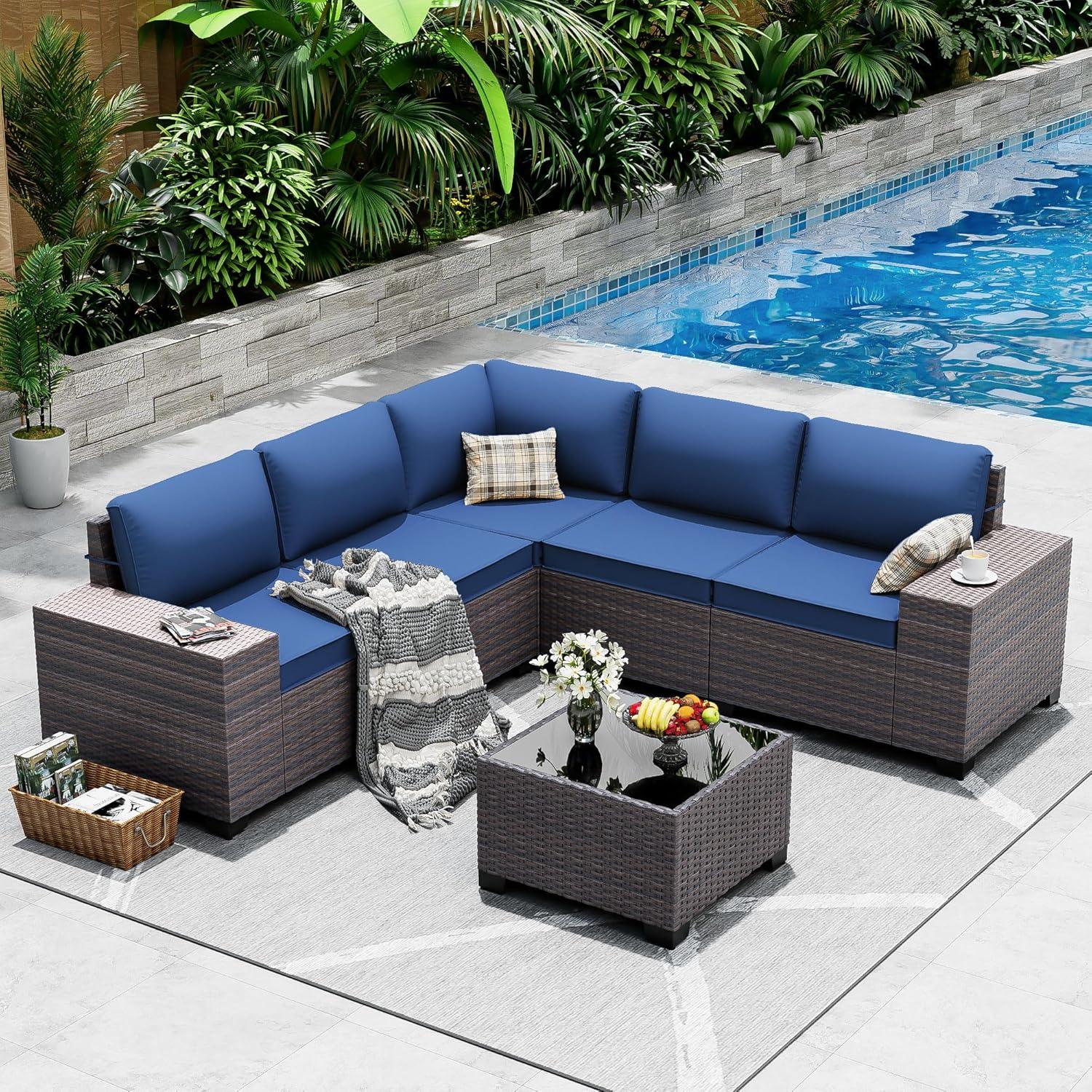 Our Take on the Cozy, Stylish 6-Piece Dark Blue Patio Set