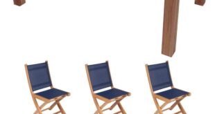 Our Honest Take on the 7-Piece Teak Patio Dining Set with Navy Slings