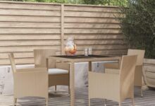 Our Honest Take on the 5-Piece Beige Rattan Patio Dining Set