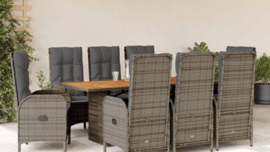 Our Take on the 9-Piece Grey PE Rattan Garden Dining Set