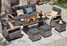 Our Honest Take on the 7-Piece Grey Patio Set with Swivel Rockers