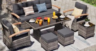 Our Honest Take on the 7-Piece Grey Patio Set with Swivel Rockers