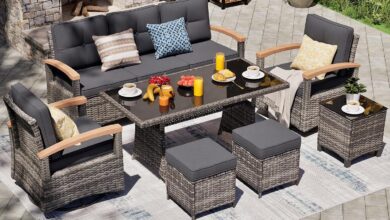 Our Honest Take on the 7-Piece Grey Patio Set with Swivel Rockers