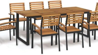 Our Honest Take on the 9-Piece Acacia Wood Patio Dining Set