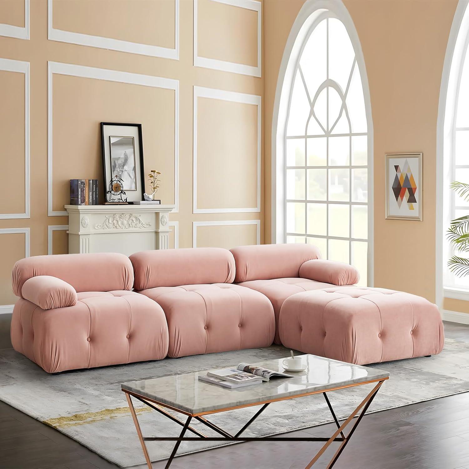 Our Honest Take on the Antetek Pink Velvet Modular Sectional Sofa