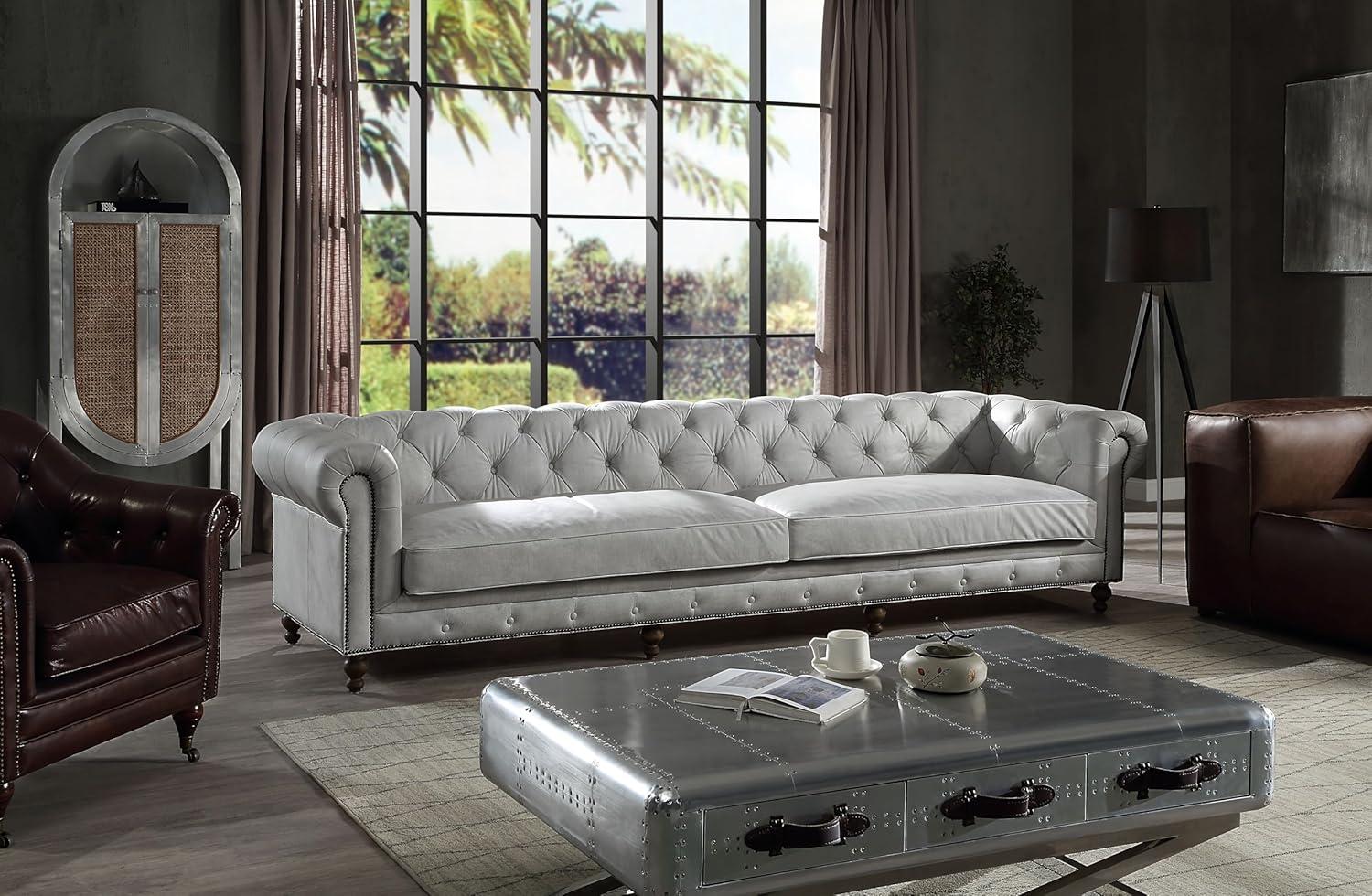 Our Take on the Vintage White Top Grain Leather Sofa LV02404