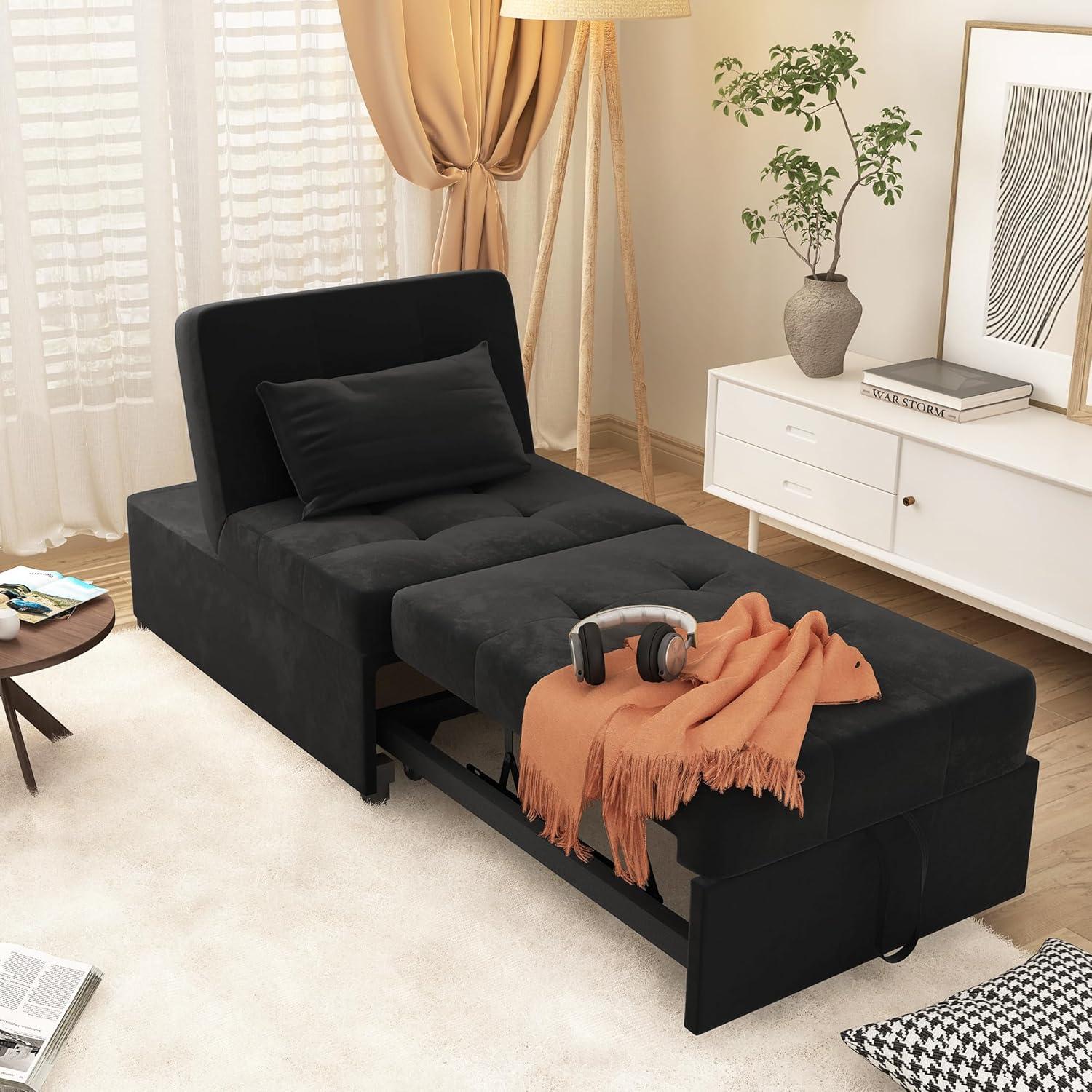 Our Honest Take on the LEVNARY 4-in-1 Velvet Chair Bed Sleeper