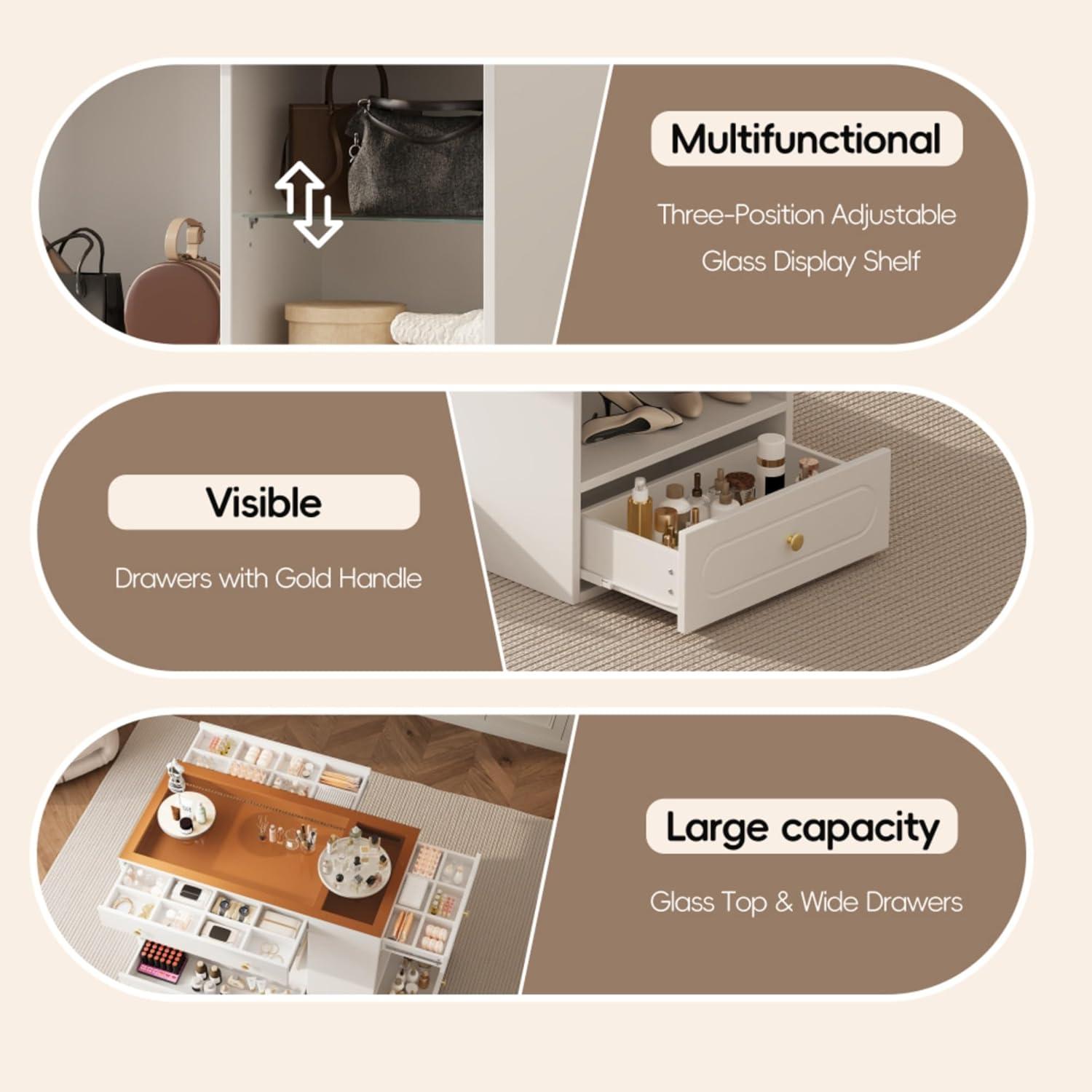 Our Review:⁤ stylish Walk-In Closet Island with Glass Top & Storage