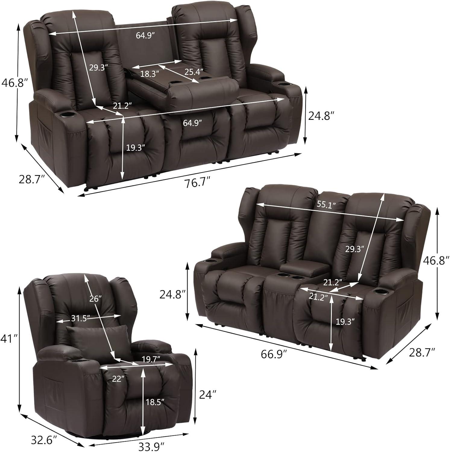 Our Honest Take on the 3PC Brown Recliner Sofa Set's Comfort and Style